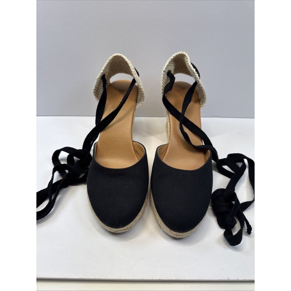 J.Crew Women’s Size 9 Espadrille Wedge Canvas Ankle Wrap Crotchet Pumps